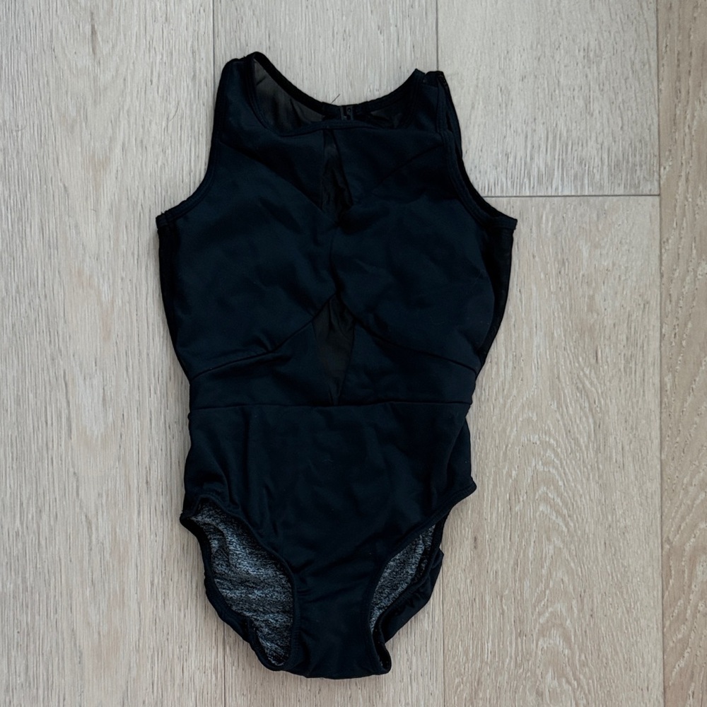 Five Dancewear Black leotard mesh cutouts size YXL